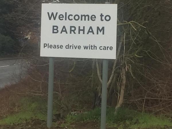 2nd Barham Village sign opposite Coopers Way Norwich Road